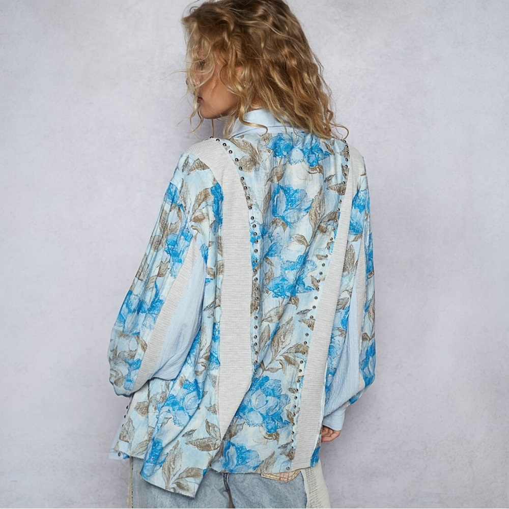 POL Balloon Sleeve Stud Detail Floral Printed Shirt - Picture 4 of 5